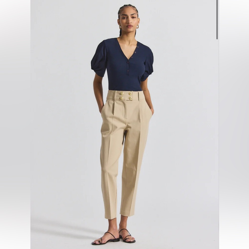 10 Crosby Derek Lam Beige High-Waist Cropped Trousers